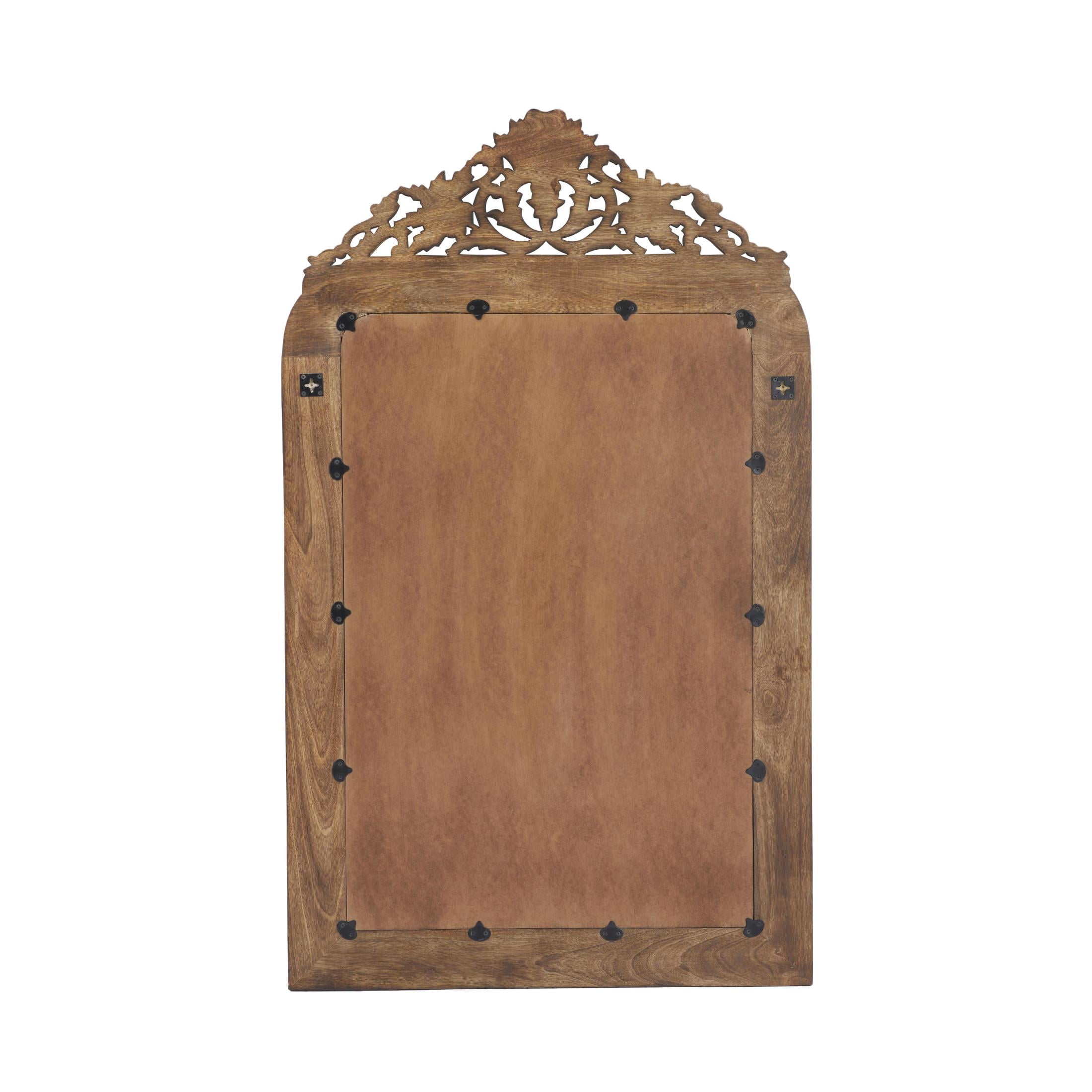 DecMode 36" x 60" Gold Intricately Carved Acanthus Floral Wall Mirror