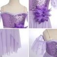 thumbnail image 3 of IBTOM CASTLE Girls Lyrical Dance Costume Ballet Leotard Sequin Spaghetti Straps Tulle Long Dress Ballerina Outfits Princess Dress up 7-8 Years Purple, 3 of 8