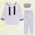thumbnail image 2 of 1 juego de traje de marinero uniforme de cosplay de Halloween para hombre, traje de marinero, trajes de cosplay de escenario azul marino, traje de fiesta para hombres adultos (tamaño libre blanco), 2 of 5