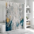 thumbnail image 6 of Teal Gray Gold Shower Curtain, Waterproof Shower Curtains for Bathroom, Modern Minimalist Abstract Gradient Art Washable Fabric Bathtub Curtain Set Bath Decor with 12 Hooks Stall 36"x72", 6 of 8