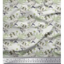 Soimoi Satin Silk Fabric Pumpkin,Autumn Leaves & Girl Winter Theme Print Fabric by the Yard 42 Inch Wide