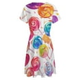 thumbnail image 5 of Candy Pattern Rainbow Lollipop Dress Fashion Beach Short Sleeve Dresses Female Party Printed Sundress, 5 of 7