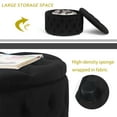 thumbnail image 4 of Homebeez Round Storage Ottoman Button Tufted Footrest Stool Coffee Table Children Sofa Stool,Black, 4 of 8