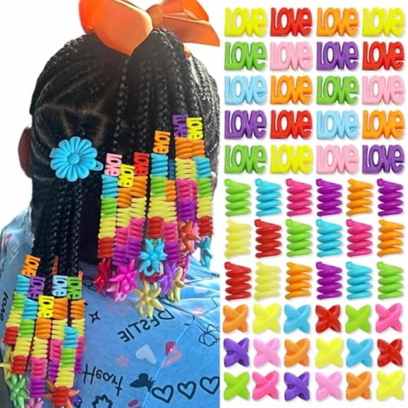 60PCS Colorful Hair Beads Dreadlock Jewelry Decoration Cute Pony Beads for Braids Multi Style Acrylic Loc Accessories Hair Jewelry Making Kit$$Art & Craft