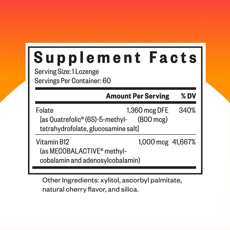 Seeking Health Active B12 with L-5-MTHF Lozenges 60 Count for Focus Energy  Support - Walmart.com