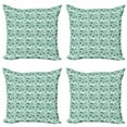 thumbnail image 1 of Aloha Throw Pillow Cushion Case Pack of 4, Arrangement of Cluttered Hand Drawn Summer Plants Stripes on Leaves, Modern Accent Double-Sided Print, 4 Sizes, Pale Seafoam Pale Teal, by Ambesonne, 1 of 2