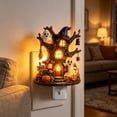 thumbnail image 3 of Halloween Decorations Halloween Tree House Night Light Plug in Spooky Cute Ghost Pumpkin Wall Decor for Home Party, 3 of 5