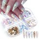 thumbnail image 2 of 2 cajas de polvo de uñas cromado con perla blanca, polvo de pigmento cromado transparente con brillo de hielo para uñas, uñas inspiradas en donas esmaltadas, efecto espejo, purpurina en, 2 of 7