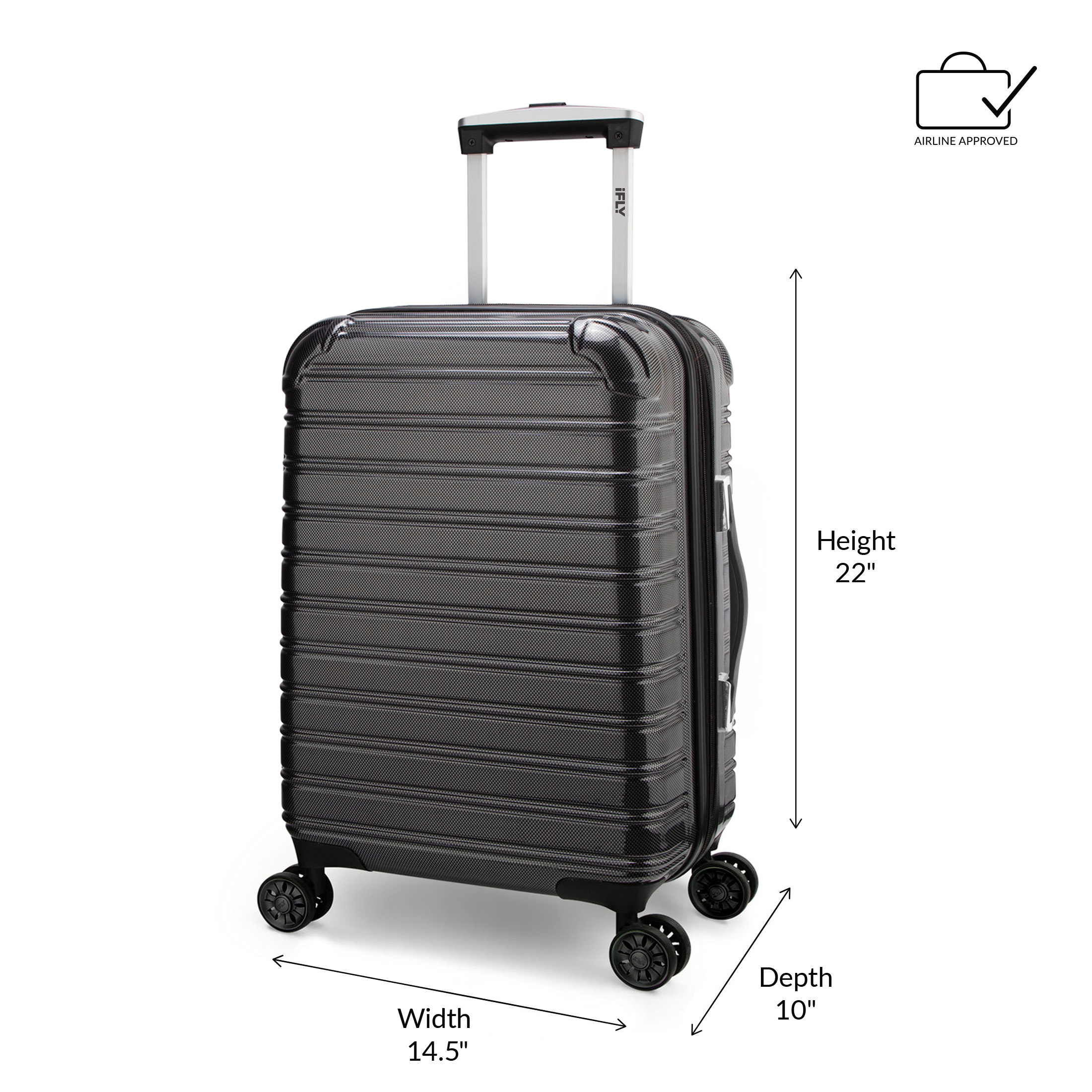 iFLY Fibertech 20" TSA-Approved Carry-On Expandable Hardside Spinner Luggage, Black photo 3