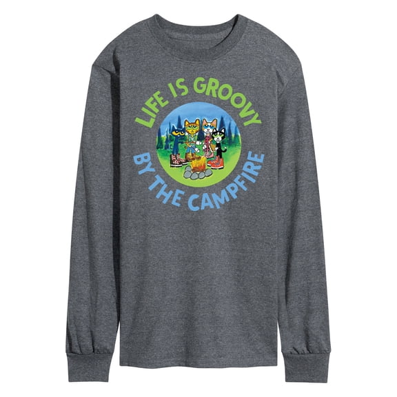 Pete The Cat - Groovy By The Campfire - Men's Long Sleeve T-Shirt