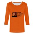 thumbnail image 4 of PEZHADA T-Shirts pour Femmes Mode Femmes Impression Manches 3/4 T-Shirt Pull Col Rond Haut Blouse Blouses Femmes Manches 3/4 Hauts Femmes Manches 3/4, 4 of 9