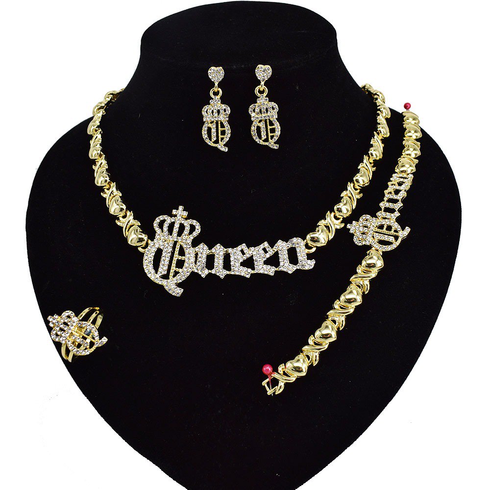 S&M Jewelry Women's Girl's Hugs & Kisses Xo Jewelry set Queen Pedant