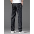 thumbnail image 5 of Pantalones vaqueros rectos finos de verano para hombre, pantalones vaqueros holgados informales elásticos en negro y azul, pantalones de marca para hombre, 5 of 5