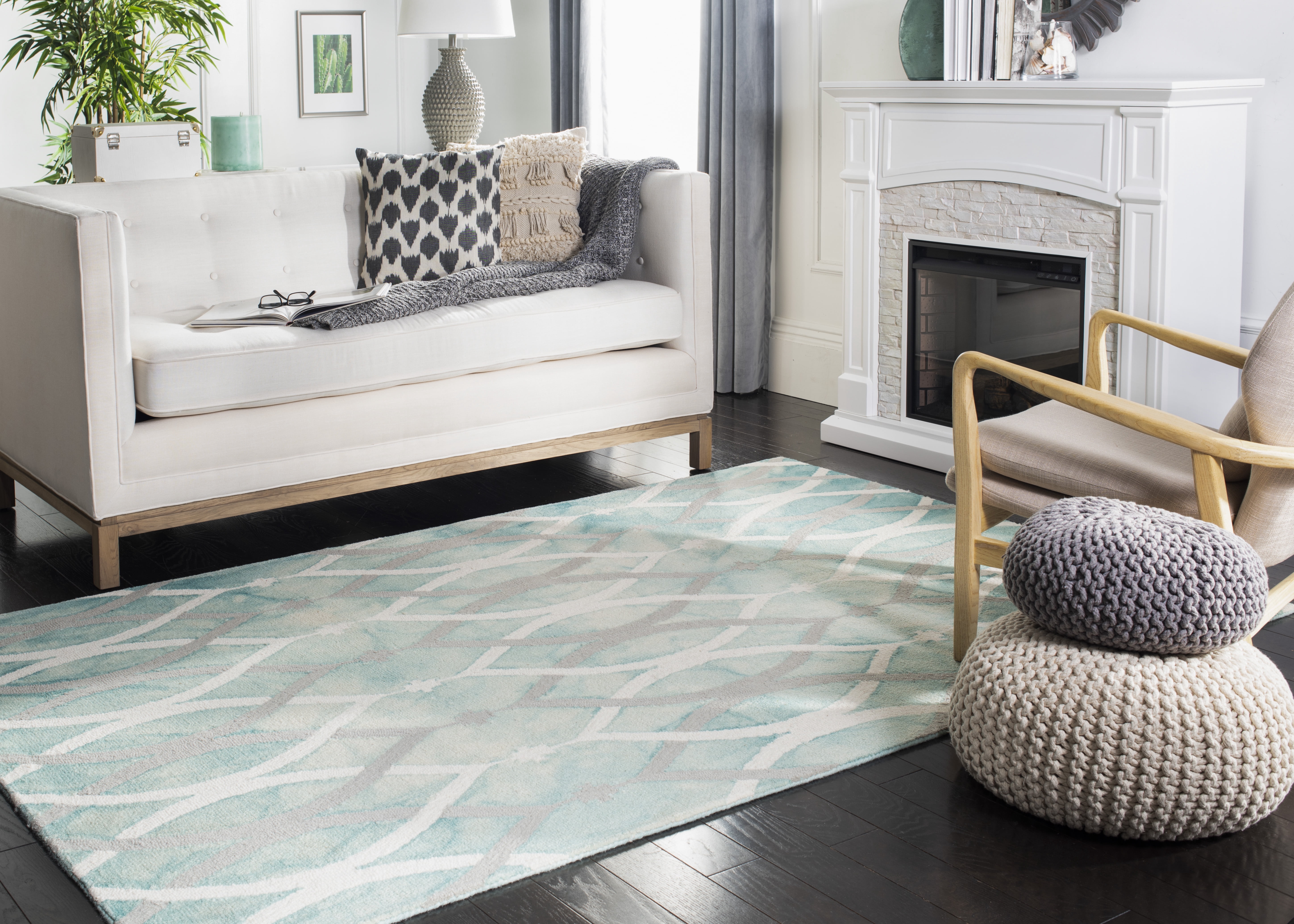 Safavieh Dip Dye Britton Distressed Wool Area Rug, Green/Ivory Gray, 6' x 9'