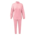 thumbnail image 6 of MSJUHEG Two Piece Outfits For Women Fall Outfits Women Solid Shirt Round Neck Blouse Pocket Pant Suit Women'S Pants Pink Xl, 6 of 8