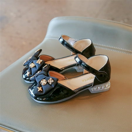 

Hawee Girls Metal Decorations Bow Ankle Straps Fashion Shoes JW289 Size 6.5-13