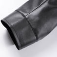 thumbnail image 6 of Xdegoge Mens Faux Leather Jacket Vintage Motorcycle Biker Coat Turn Down Collar Casual Bomber PU Moto Outerwear Fall Winter Warm Top for Riding Streetwear, 6 of 9