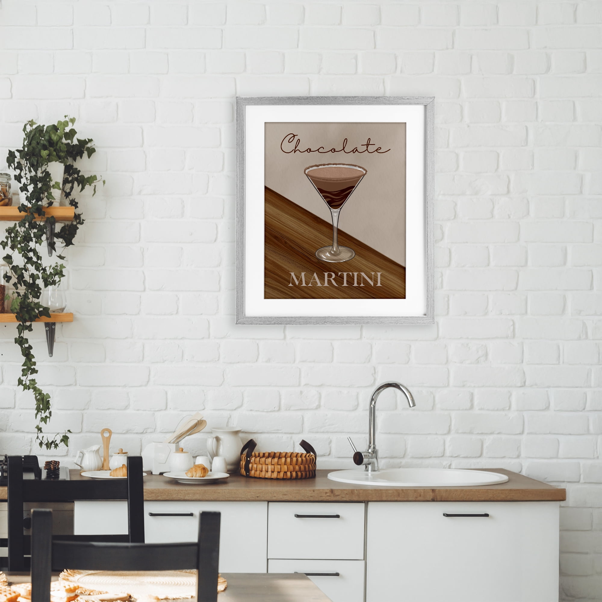 Stupell Industries Chocolate Martini on Brown Gray Framed Print Under Glass, design by Marcus Prime