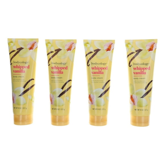 Crema corporal hidratante Bodycology Whipped Vanilla, paquete de 8 oz x 4