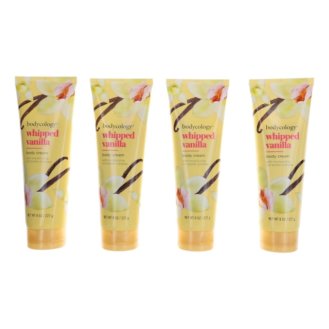 Crema corporal hidratante Bodycology Whipped Vanilla, paquete de 8 oz x 4