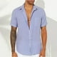 thumbnail image 1 of Blusa y camisa de manga corta con cuello vuelto para hombre, blusa informal de moda con botones y retazos, blusa de manga corta con cuello alto, blusa de poliéster para hombre, 1 of 6