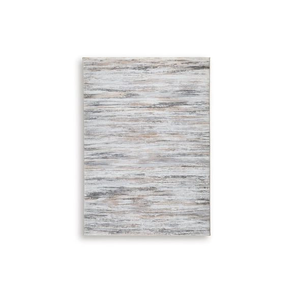Signature Design by Ashley Nace 5' x 7' Memory Foam Area Rug, Gray/Brown/White Faux Fur Abstract Rug