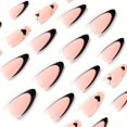 thumbnail image 2 of 24pcs French Tip Fake Nails Black Heart Press On Nails With Golden Line Design, Matte Glue On Nails Full Cover Medium Almond False Nails With Glue Sticker And Nail File For Women Girls, 2 of 4