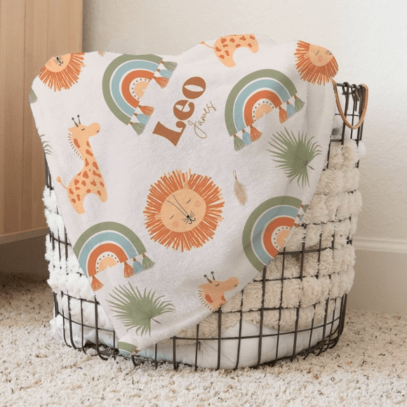 Manta personalizada Boho Jungle para bebés y niños