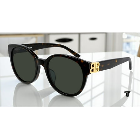 BALENCIAGA BB0134SA 002 Round Panthos Havana Solid Green 55mm Women's Sunglasses