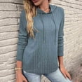 thumbnail image 2 of Women's Casual Long Sleeve Cable Knit Hoodies Sweatshirts Drawstring Pullover Tunic Tops Fall Womens Clothes, 2 of 7