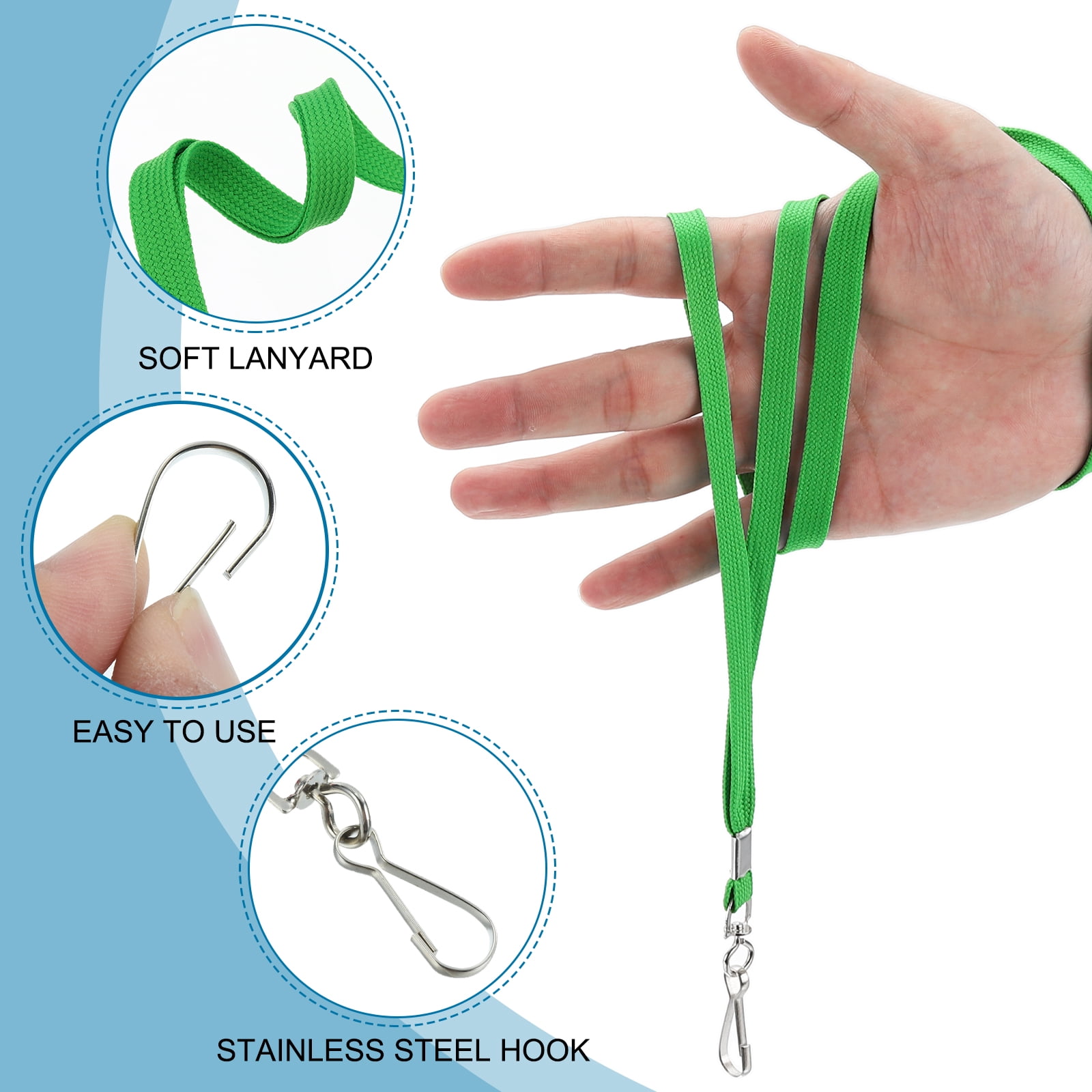 Uxcell 47cm Lanyards Bulk,100Pcs Teacher Lanyards for ID Badges Keys Badge Lanyard Durable Personalized for ID Card,Dark Green