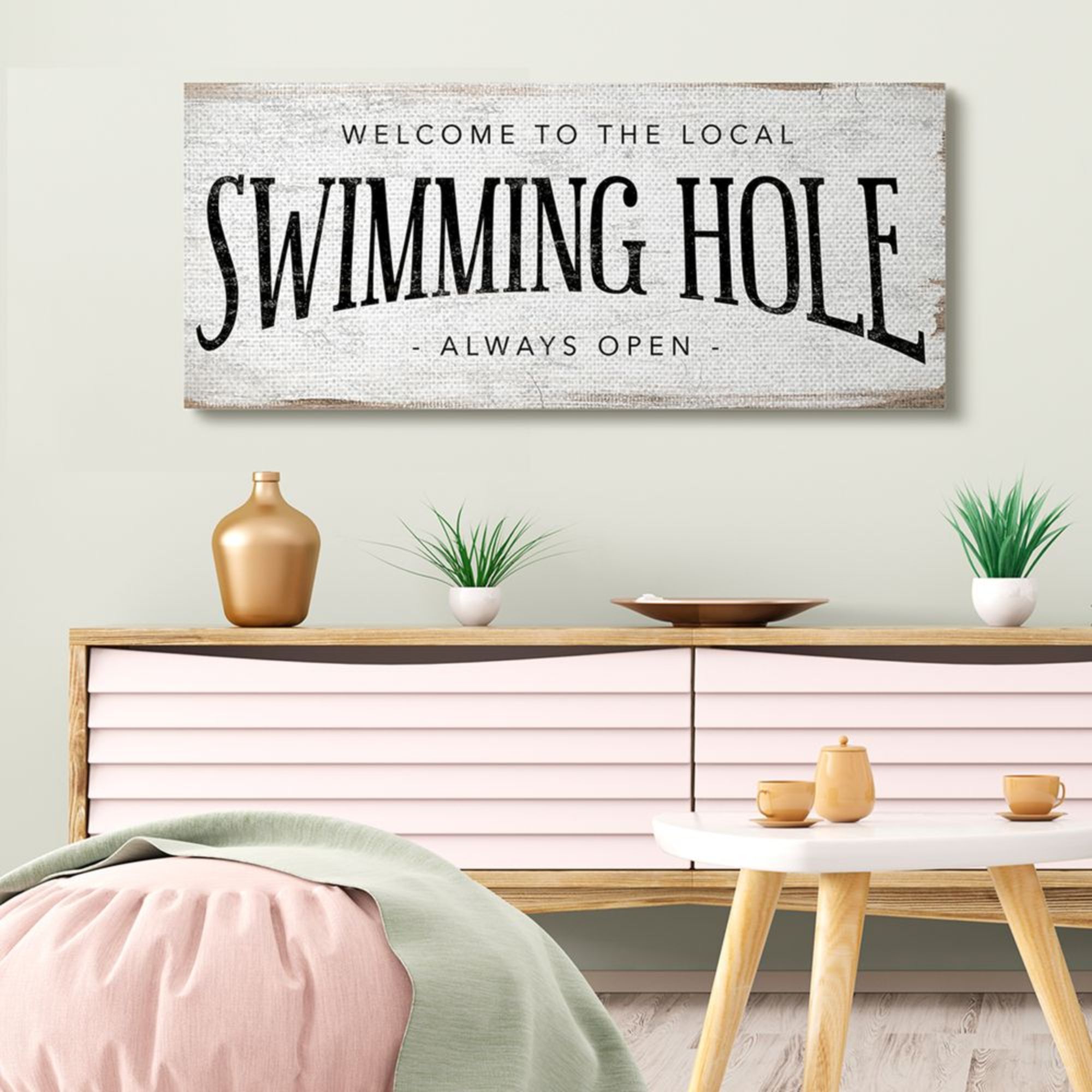 Stupell Industries Rustic Summer Local Swimming Hole Sign Design by Daphne Polselli, 20" x 48"