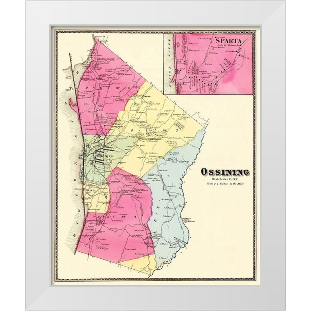 Beers 20x24 White Modern Wood Framed Museum Art Print Titled - Ossining Sparta New York Landowner - Beers 1868