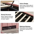 thumbnail image 4 of Upholstered Bed Frame with Palm-Shape Headboard, 750N Hydraulic Lift Storage Bed with Soft Velvet Fabric, 14 Wooden Slats, 8.26" Under-Bed Storage Space, Noise-Free Design, Available in Pink, Queen, 4 of 4