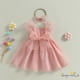 thumbnail image 1 of B930G-Kids Girls Princess Dress Swiss Dot Puff Manga Lazo Flor Niña Vestido En Capas Malla Tul Desfile De Fiesta Con Diadema, 1 of 4