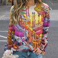 thumbnail image 2 of Abstract Oil Painting Womens Casual Crewneck Sweatshirt Long Sleeve Tops Cute Pullover Loose Fit, 2 of 7