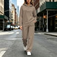 thumbnail image 2 of Zynoxe Womens Two Piece Sweatsuits Sets Casual Solid Color Zipper Hoodies and Wide Leg Pants Lounge Sets Trendy Soft Comfortable Matching Outfit Khaki S, 2 of 6