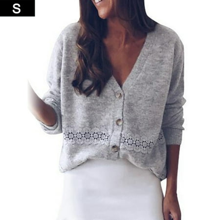 

Viugreum Women V Neck Long Sleeve Cardigan Sweater