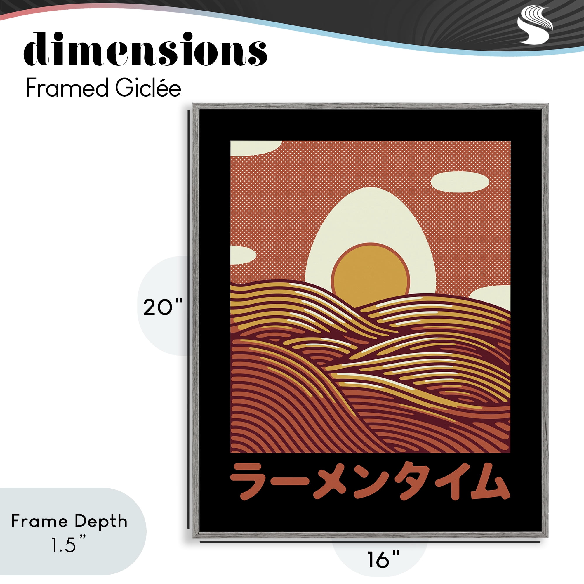 Stupell Industries Minimalist Egg & Ramen Sunset Gray Framed Giclee Art, design by Tobe Fonseca
