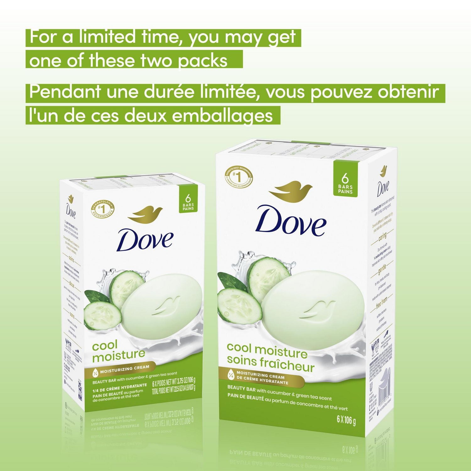 Dove Skin Care Cucumber and Green Tea Beauty Bar, 4x106g