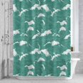 thumbnail image 3 of Vintage Shower Curtain for Bathroom Decor, Ocean Green Wavy Lines Waterproof Fabric Shower Curtain, 66"x72" Set with 12 Hooks, 3 of 9