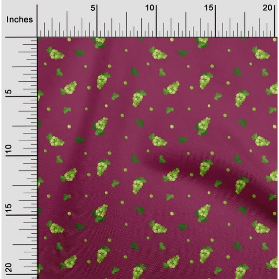 oneOone Polyester Lycra Fabric Leaves & Grapes Fruits Decor Fabric Printed BTY 56 Inch Wide