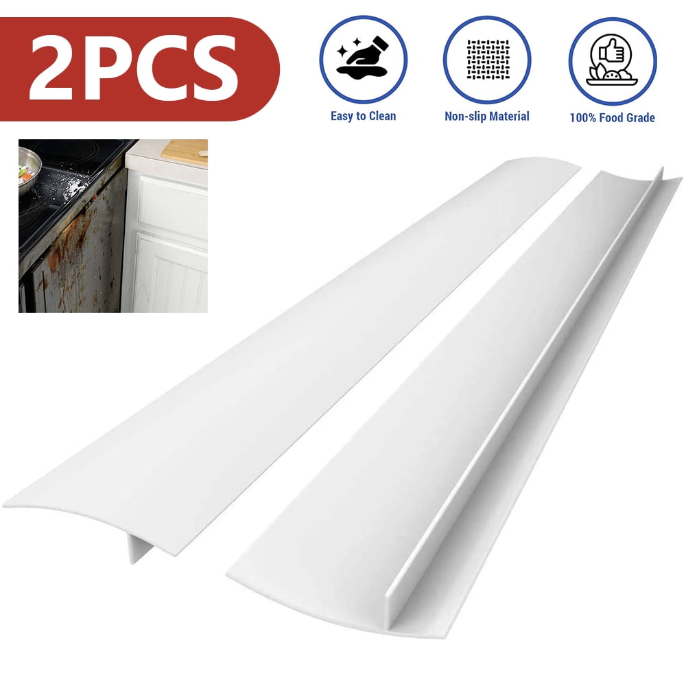 TSV 2pcs Kitchen Silicone Gap Covers, Heat Resistant Stove Gap Fillers Seal Gap Between Counter and Stovetop, 21 inch, Clear White