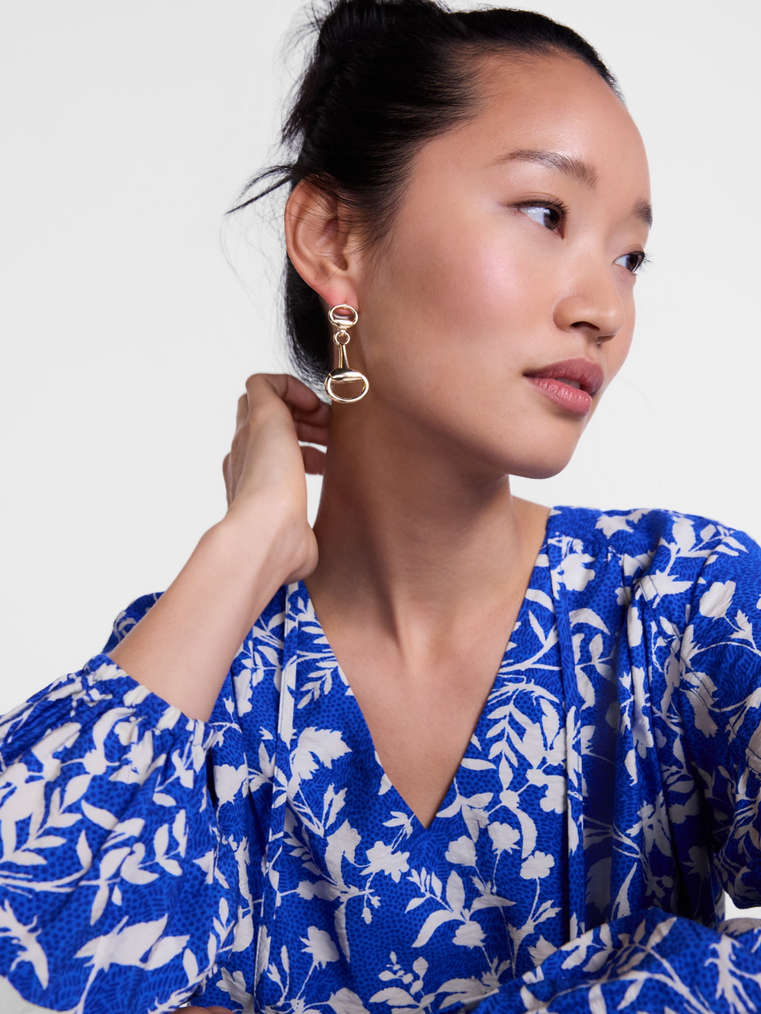 Scenario Horsebit Drop Earrings, Gold-Tone
