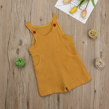 

Baby Girl Cotton Romper Jumpsuit Sleeveless Sling Outfits Clothes