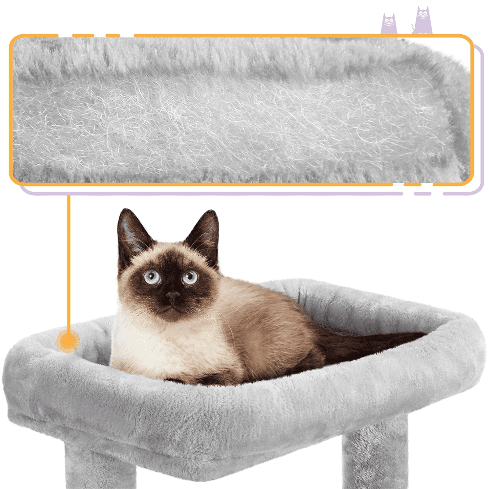 Alden Design Multi-level Small Cat Tree Tower with Condo, Light Gray