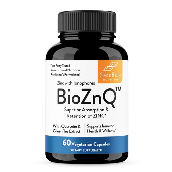 Sandhus BioZnQ (Bio Zinc) Zinc with Ionophores, Dietary Supplement, 60 Vegetarian Capsules