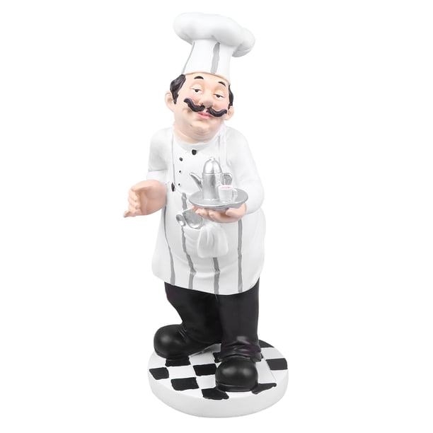 1 miniestatua de resina de chef de estilo europeo para decoración de restaurantes, cafeterías y pastelerías (Chef con tetera).