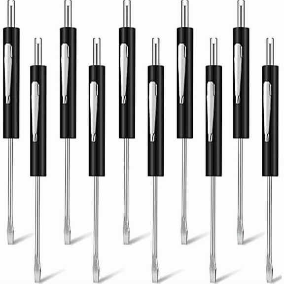 CJB 10 Pcs Pocket Screwdriver with Valve Core Removal Tools, Mini Screwdriver Set Small Dual Use Screwdriver Kit with Clip for Mechanics Electricians Electronic Technician Assembler（Black）