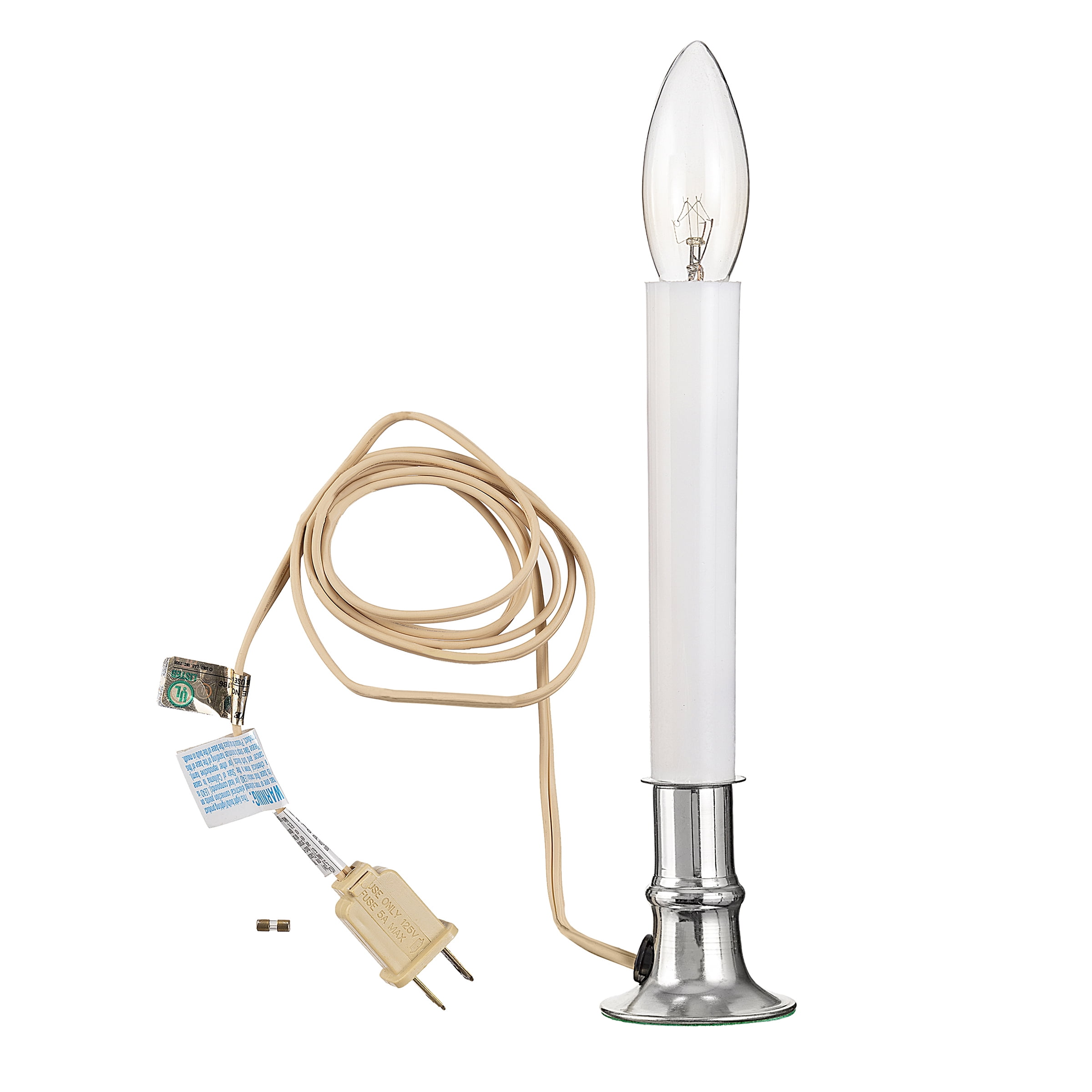 Darice Electric Candle Lamp with On/Off Sensor and Silver Base, 7